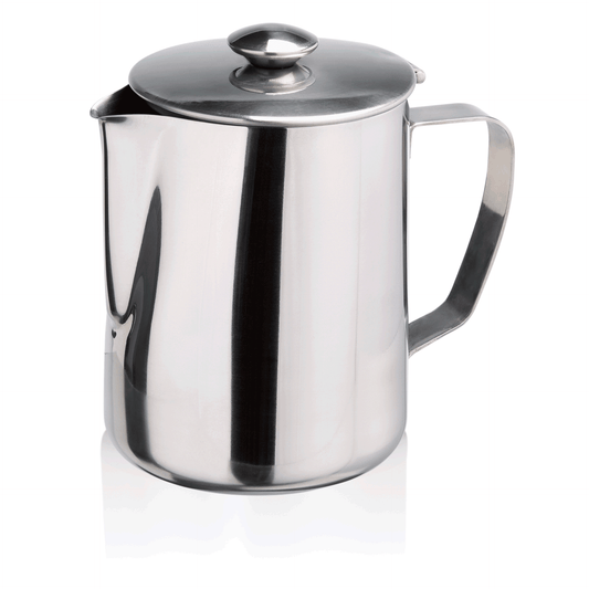 Edelstahl-Kaffeekanne mit Deckel.