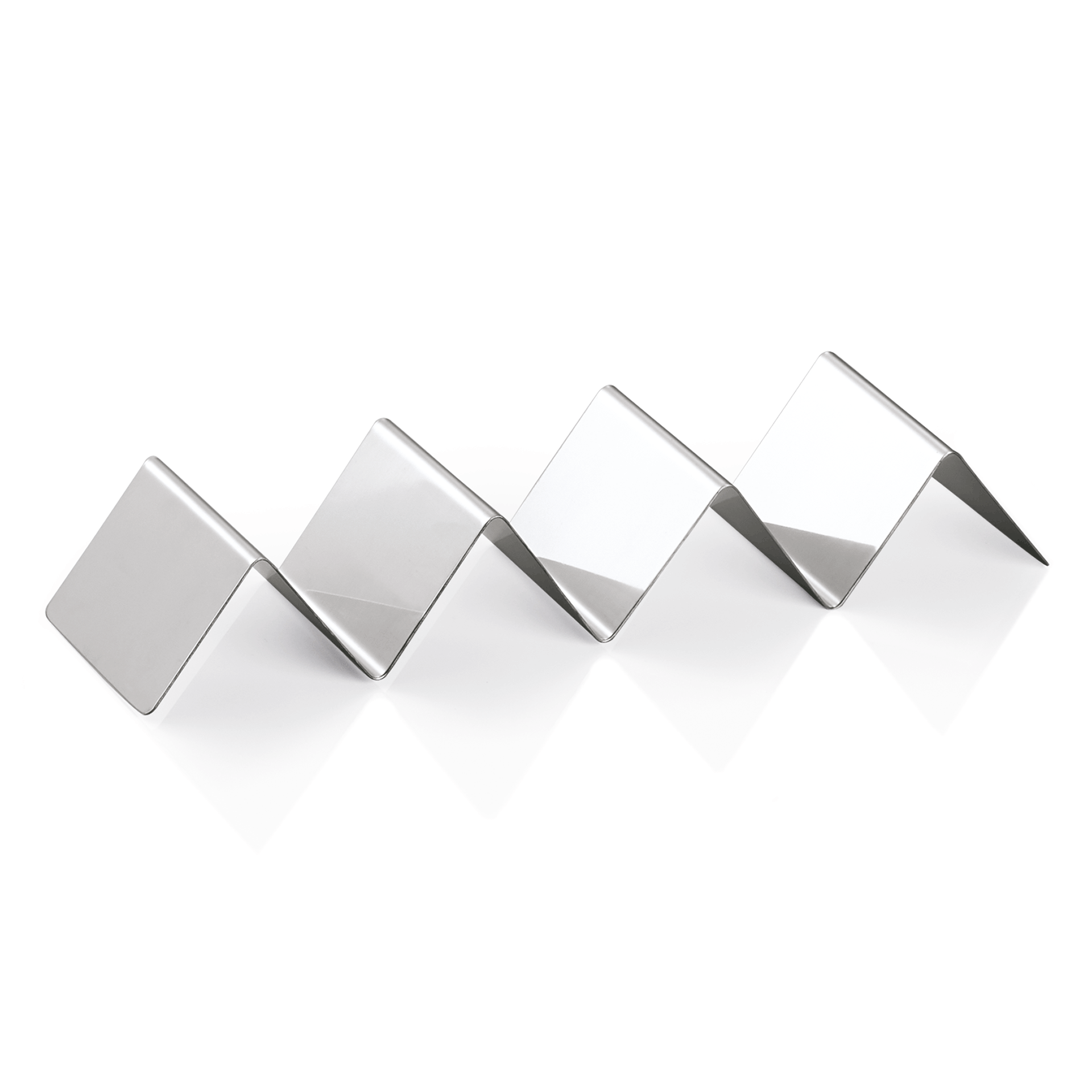 Metallischer Serviettenhalter in Zickzackform.
