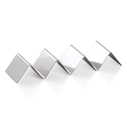 Metallischer Serviettenhalter in Zickzackform.