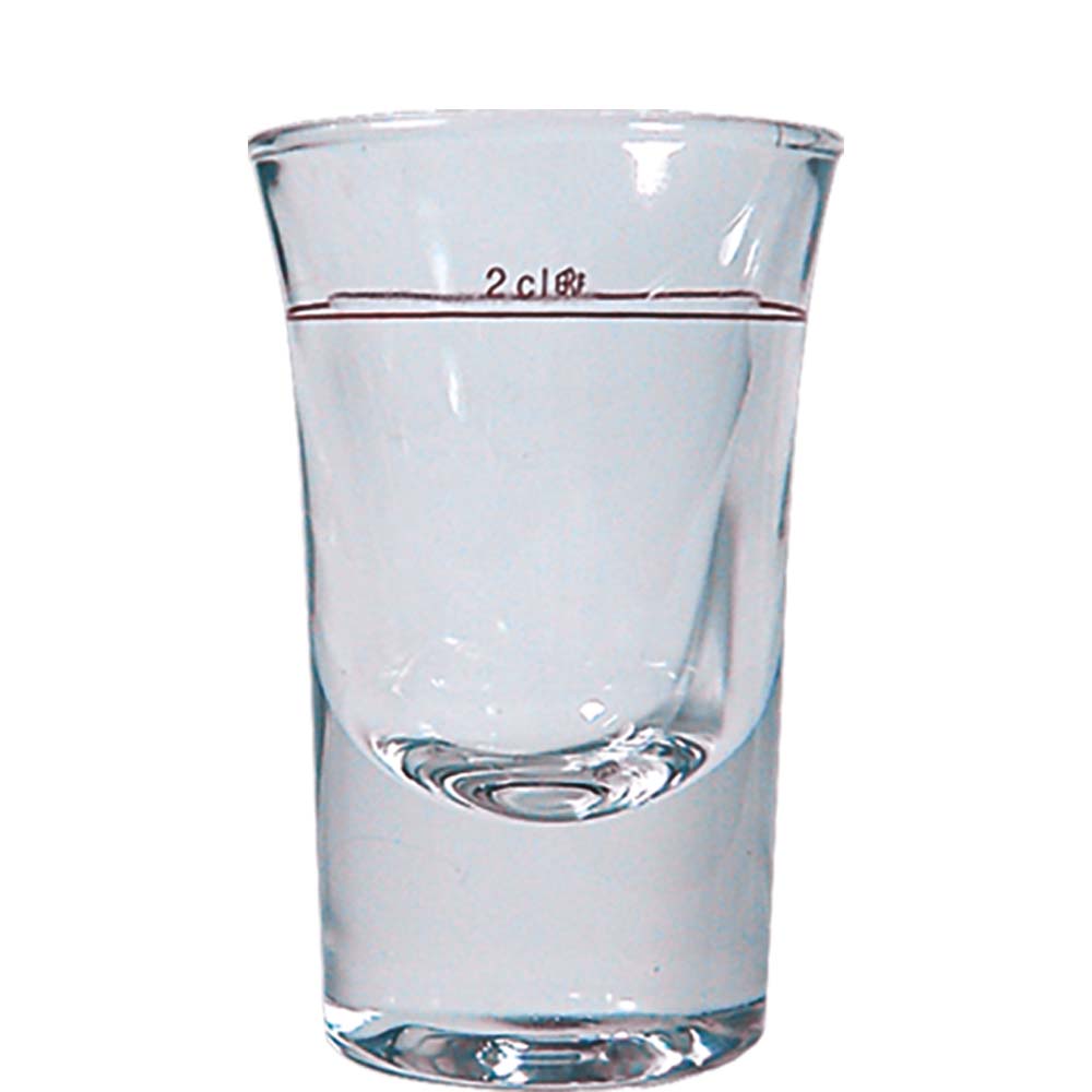 Messglas mit 2 cl Markierung.