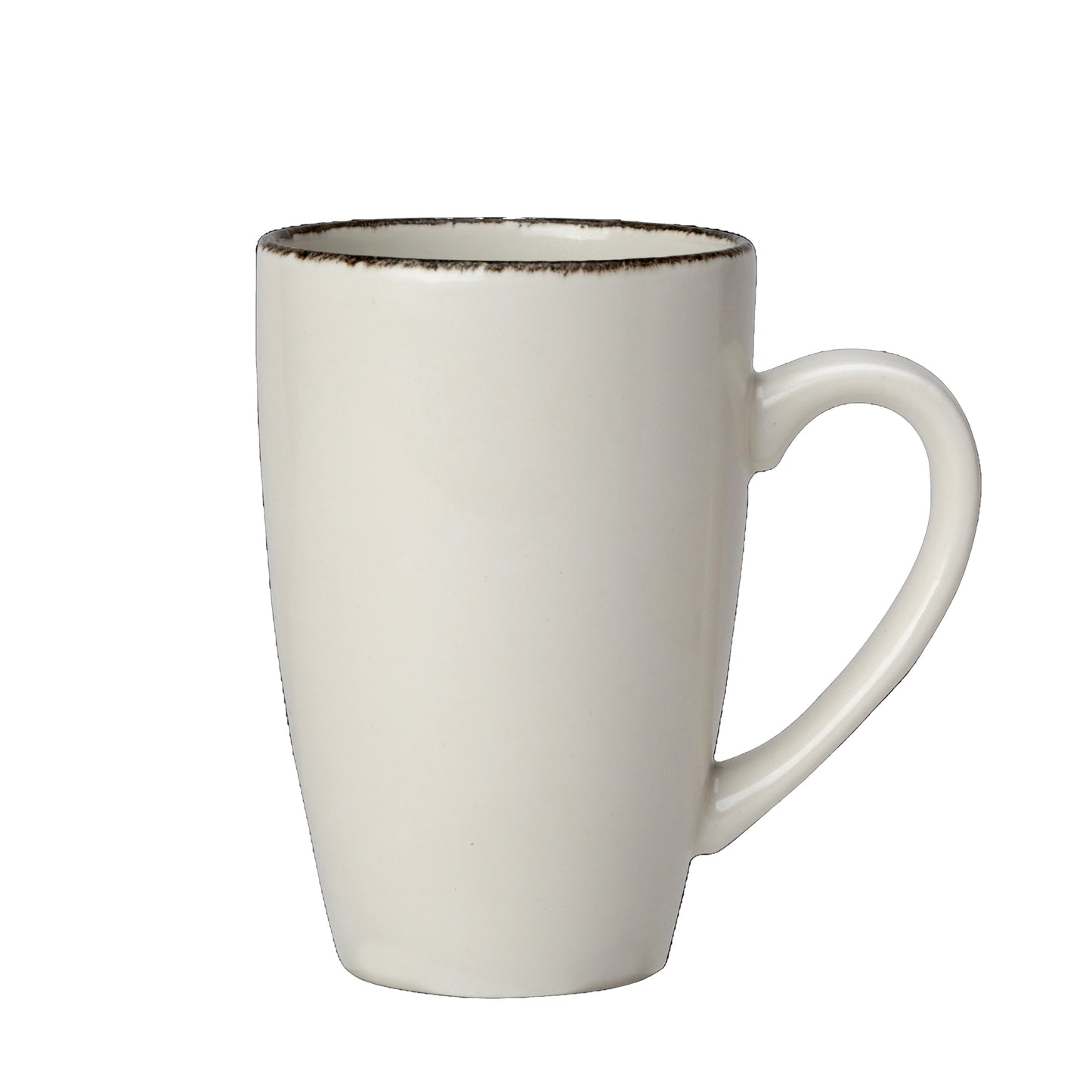 Weiße Tasse mit Henkel.