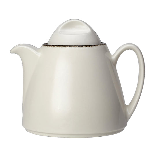 Weiße Teekanne mit Deckel.