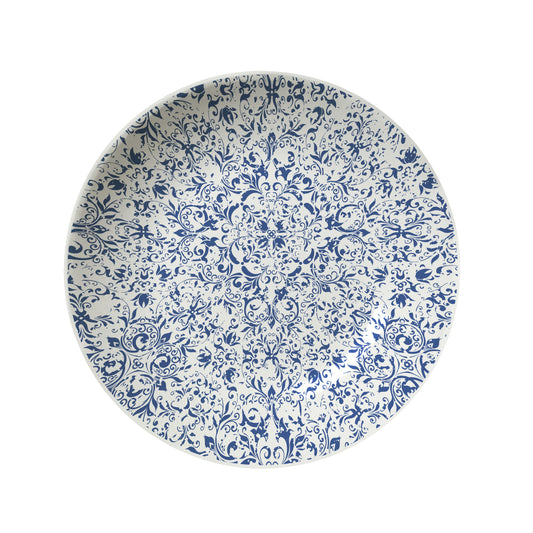 Teller mit blauem Blumenmuster.
