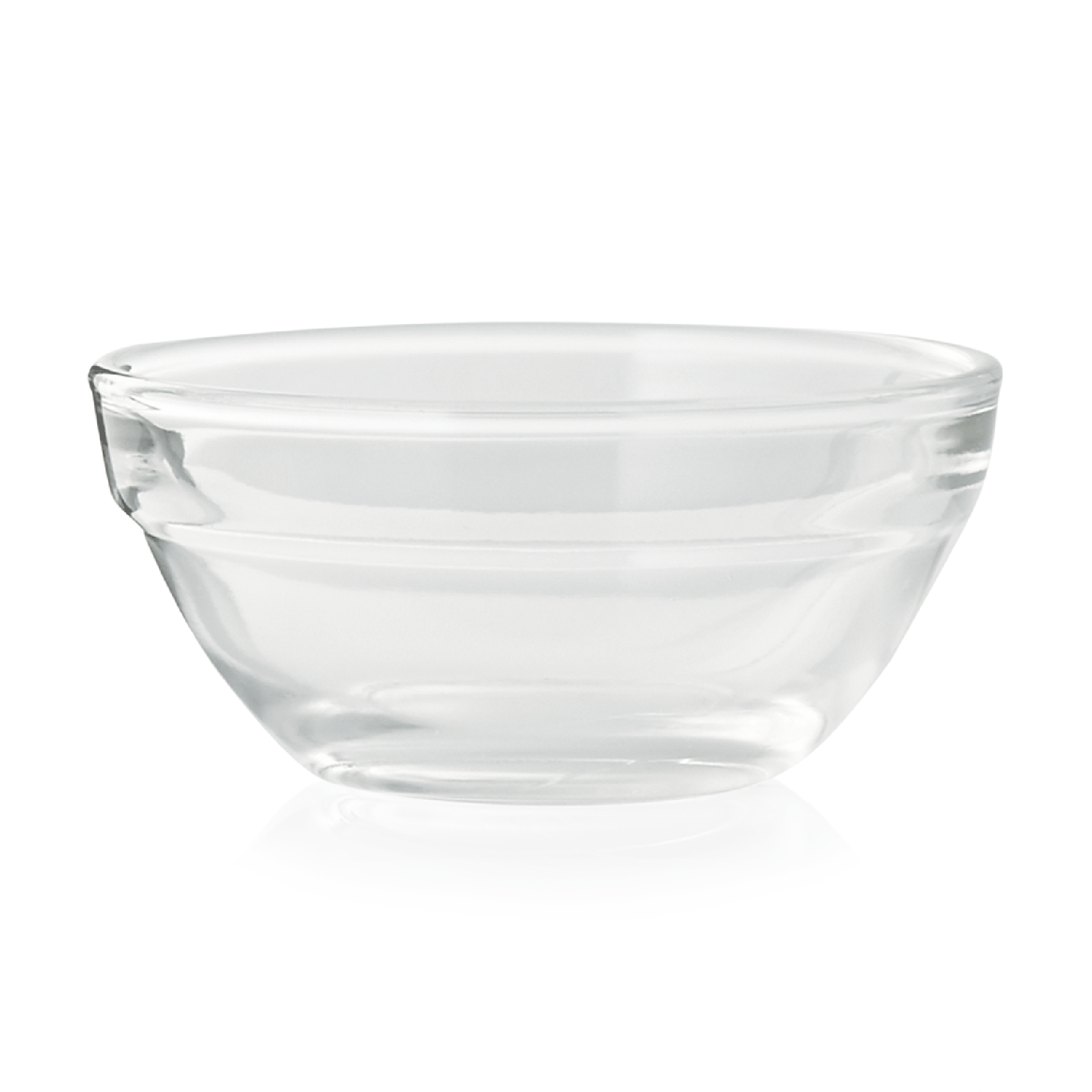Glas-Schüssel auf weißem Hintergrund.