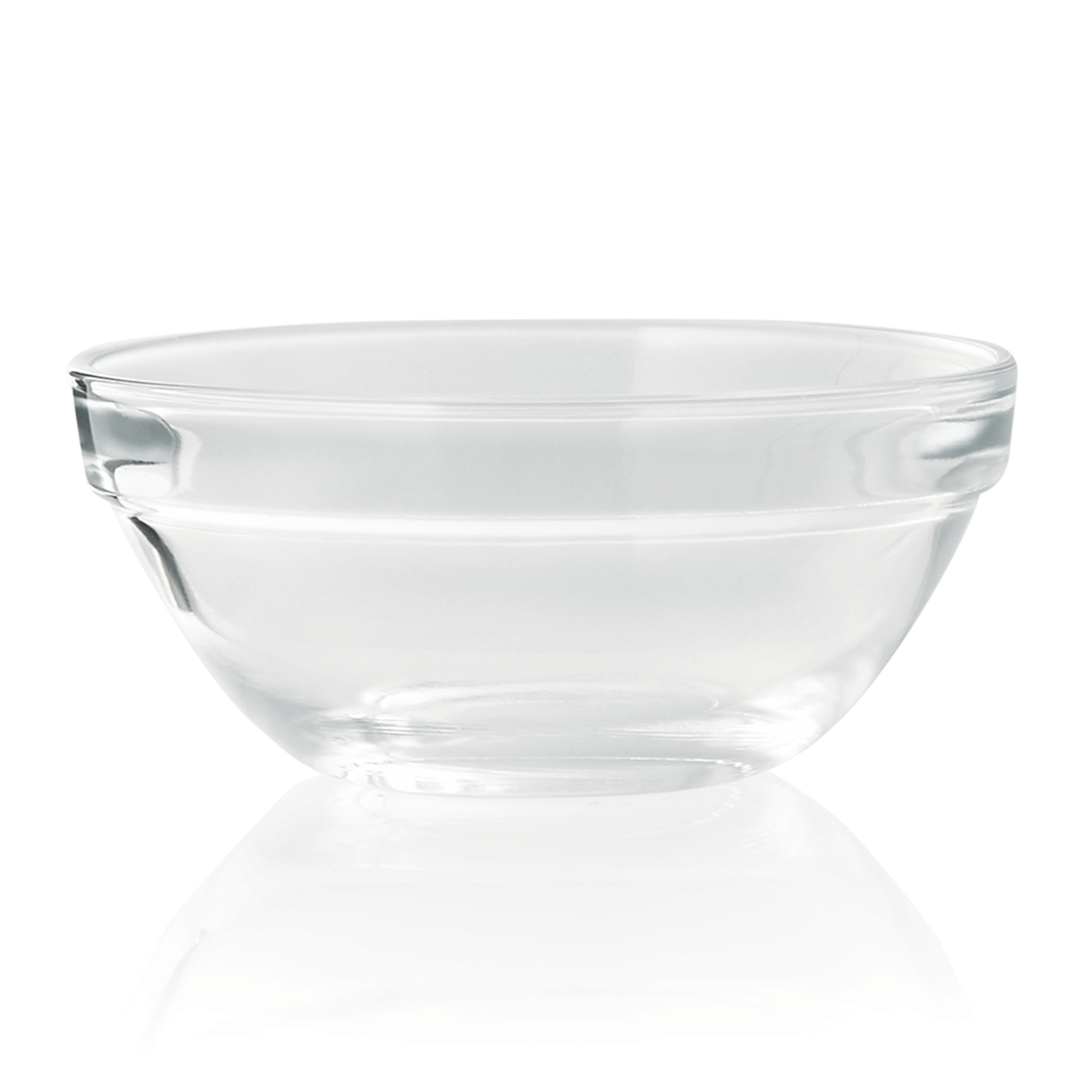 Glas-Schüssel auf weißem Hintergrund.