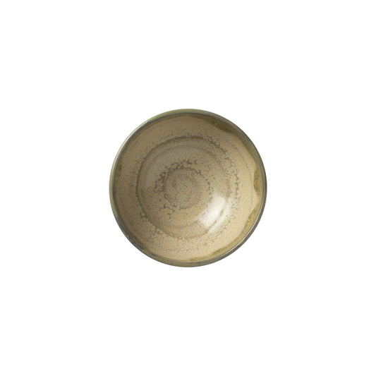Leere, beige, runde Keramikschale.