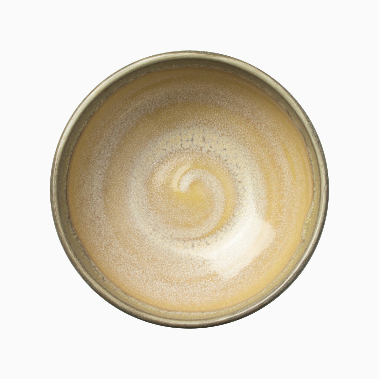 Leerer, gelber Teller von oben.