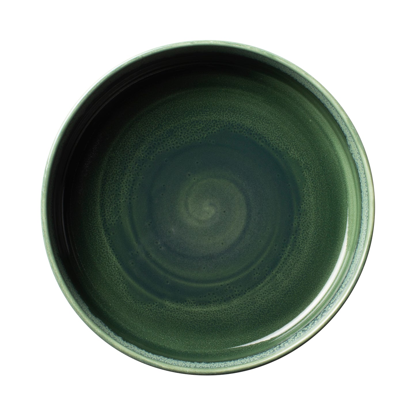 Grüner Teller, runde Form, leer.