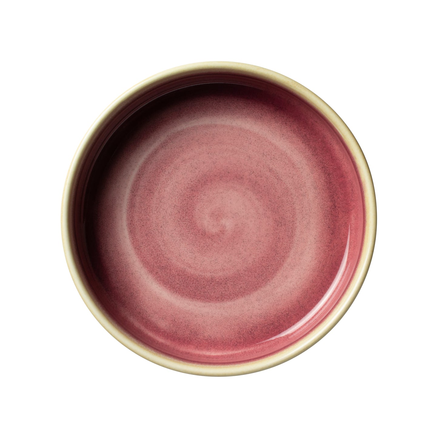 Roter Teller mit Spiraldesign.