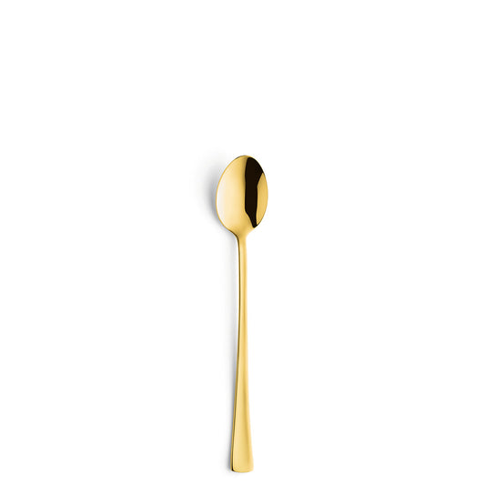 Goldene Löffel auf weißem Hintergrund