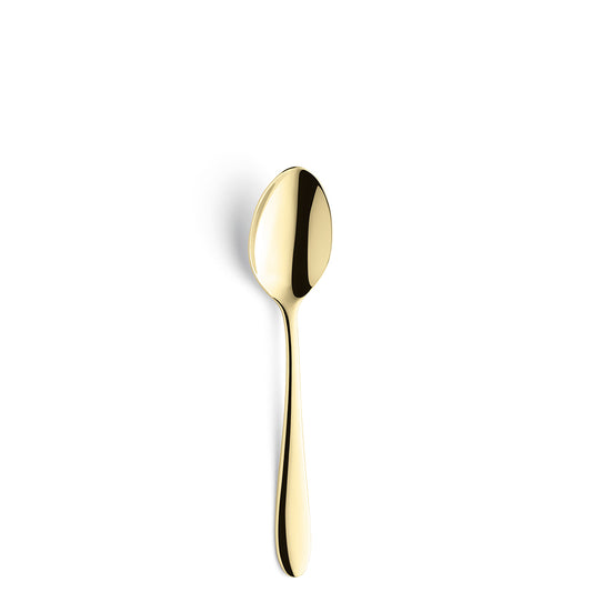 Goldene Löffel auf weißem Hintergrund