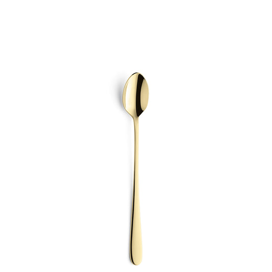 Goldene Löffel auf weißem Hintergrund