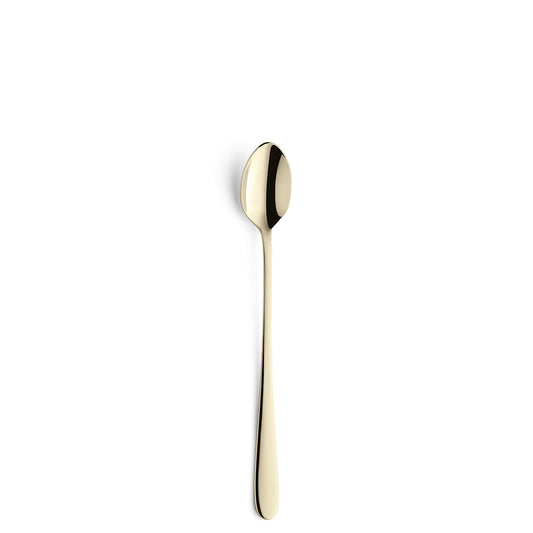 Goldene Löffel auf weißem Hintergrund