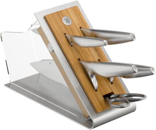 Messerset in modernem Halter.