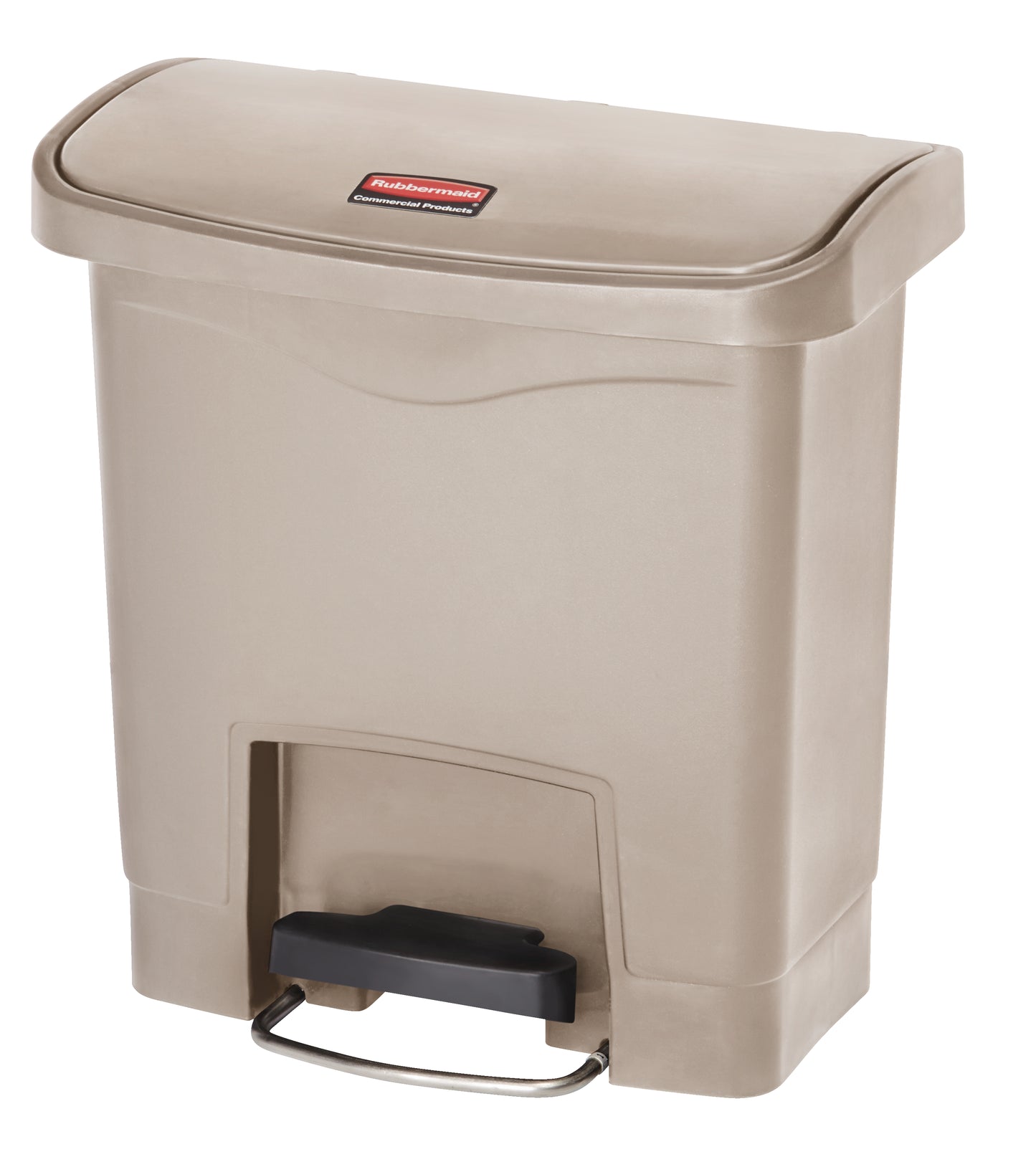 Slim Jim® Tretmülleimer – Kunststoff, 15 L, Pedal vorne (breite Seite), Beige