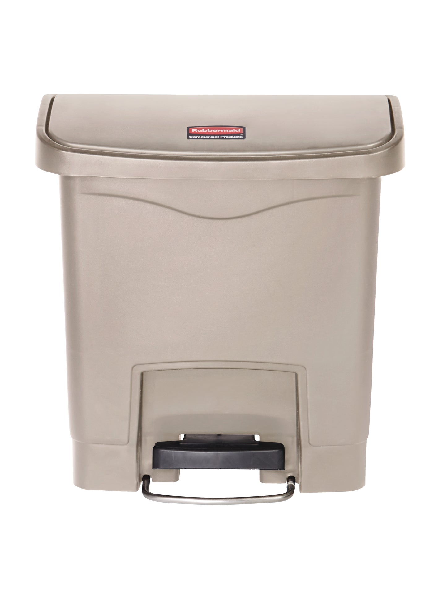 Slim Jim® Tretmülleimer – Kunststoff, 15 L, Pedal vorne (breite Seite), Beige