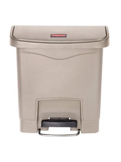 Slim Jim® Tretmülleimer – Kunststoff, 15 L, Pedal vorne (breite Seite), Beige