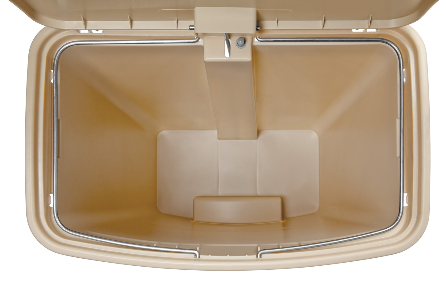 Slim Jim® Tretmülleimer – Kunststoff, 15 L, Pedal vorne (breite Seite), Beige