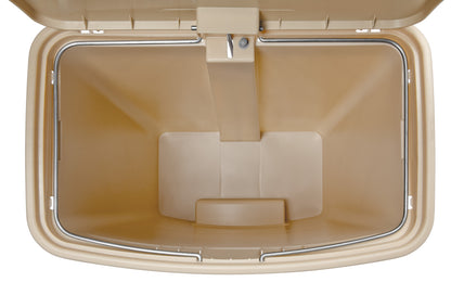 Slim Jim® Tretmülleimer – Kunststoff, 15 L, Pedal vorne (breite Seite), Beige