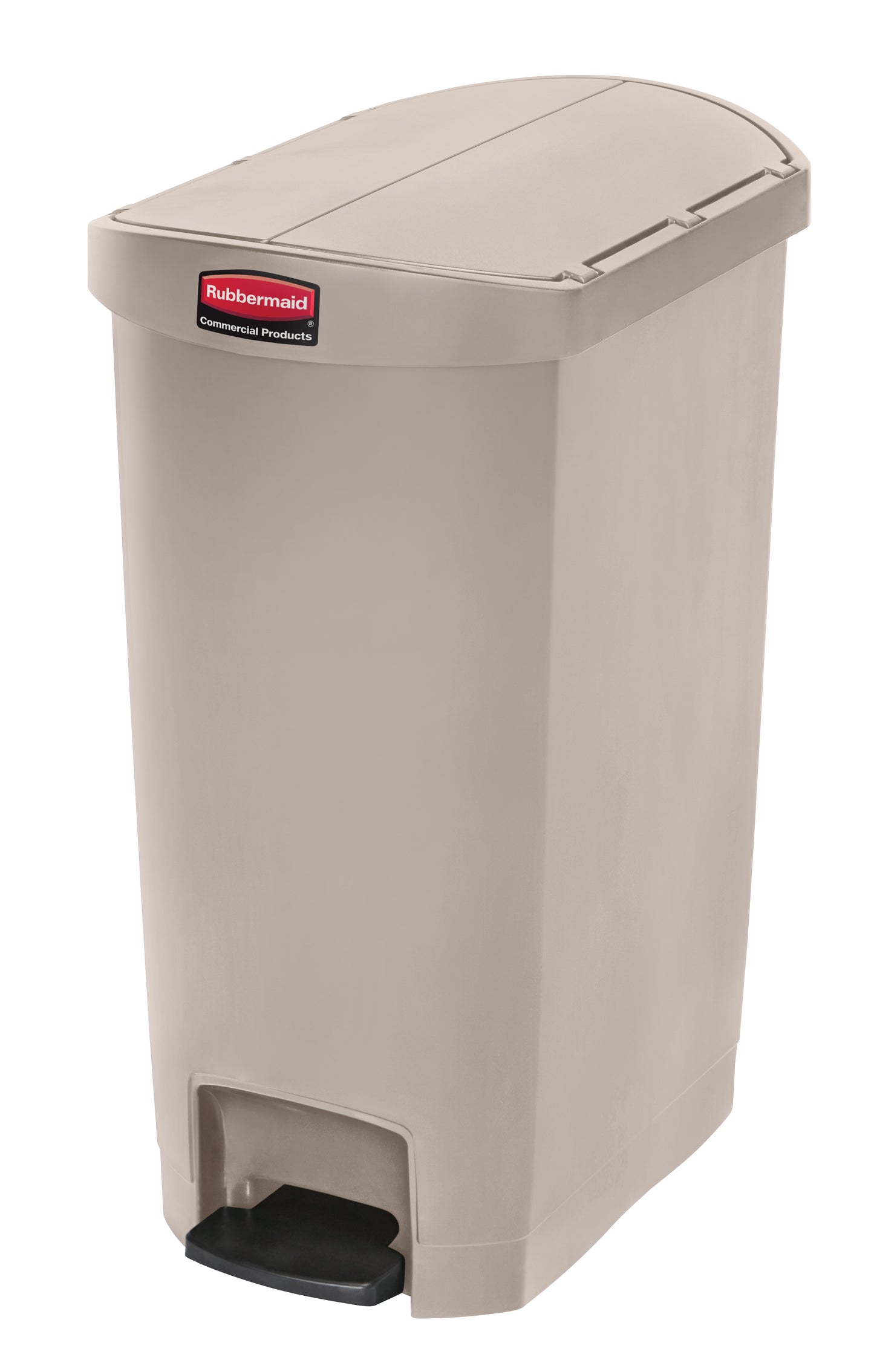 Slim Jim® Tretmülleimer – Kunststoff, 50 L, Pedal seitlich (schmale Seite), Beige