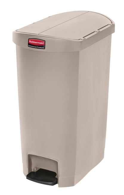 Slim Jim® Tretmülleimer – Kunststoff, 50 L, Pedal seitlich (schmale Seite), Beige
