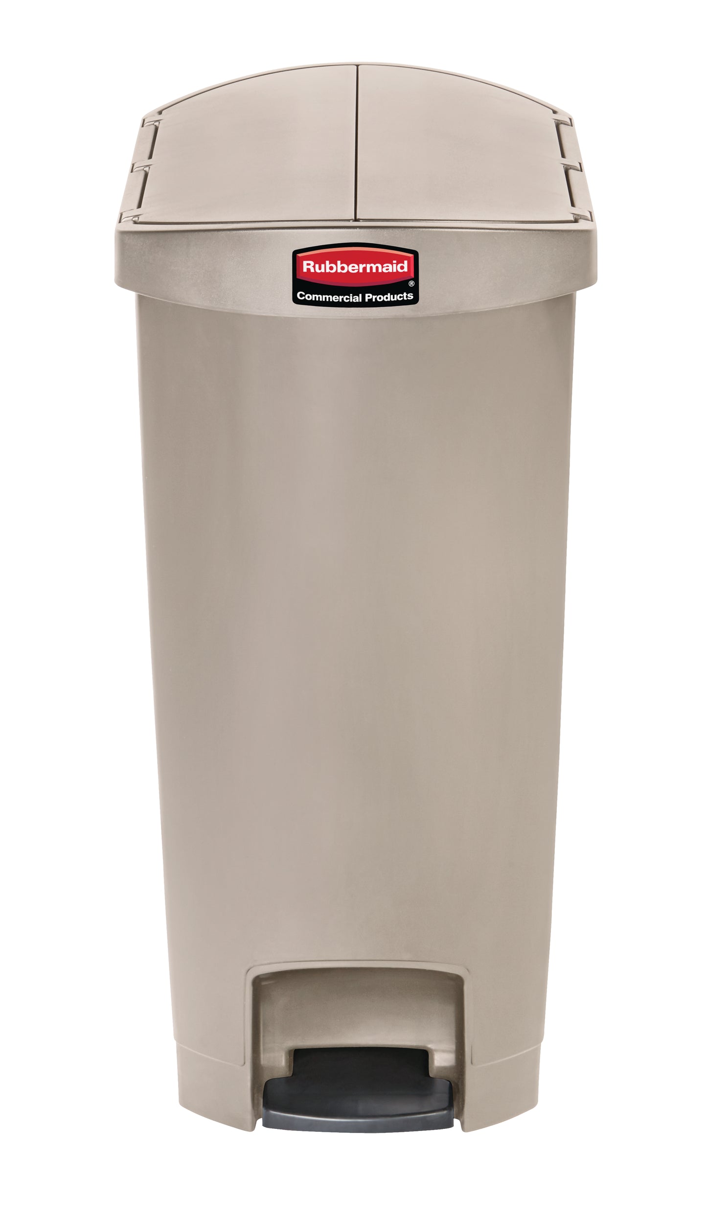 Slim Jim® Tretmülleimer – Kunststoff, 50 L, Pedal seitlich (schmale Seite), Beige
