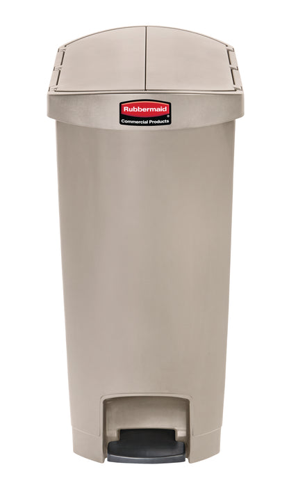Slim Jim® Tretmülleimer – Kunststoff, 50 L, Pedal seitlich (schmale Seite), Beige