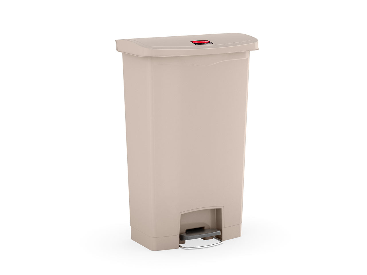 Slim Jim® Tretmülleimer – Kunststoff, 68 L, Pedal vorne (breite Seite), Beige