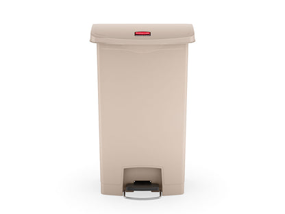 Slim Jim® Tretmülleimer – Kunststoff, 68 L, Pedal vorne (breite Seite), Beige