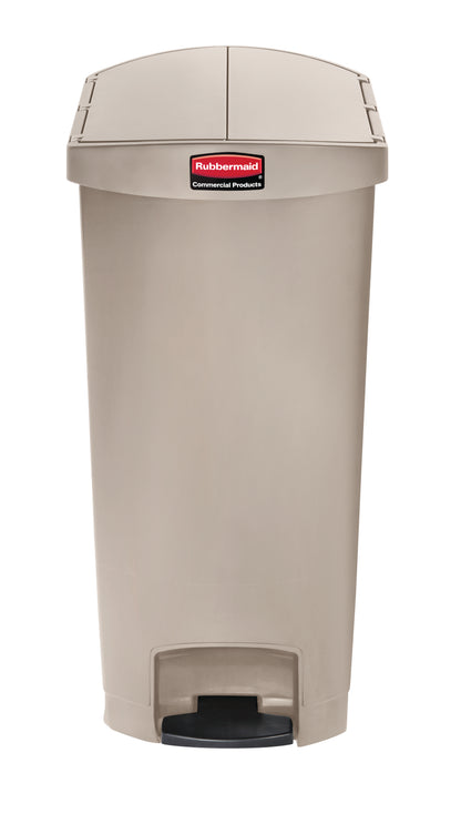 Slim Jim® Tretmülleimer – Kunststoff, 68 L, Pedal seitlich (schmale Seite), Beige