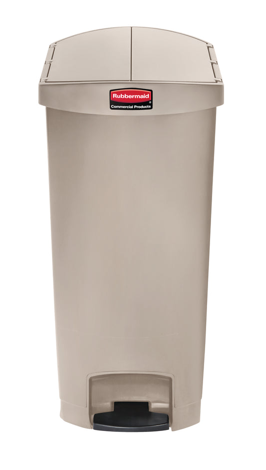 Slim Jim® Tretmülleimer – Kunststoff, 68 L, Pedal seitlich (schmale Seite), Beige