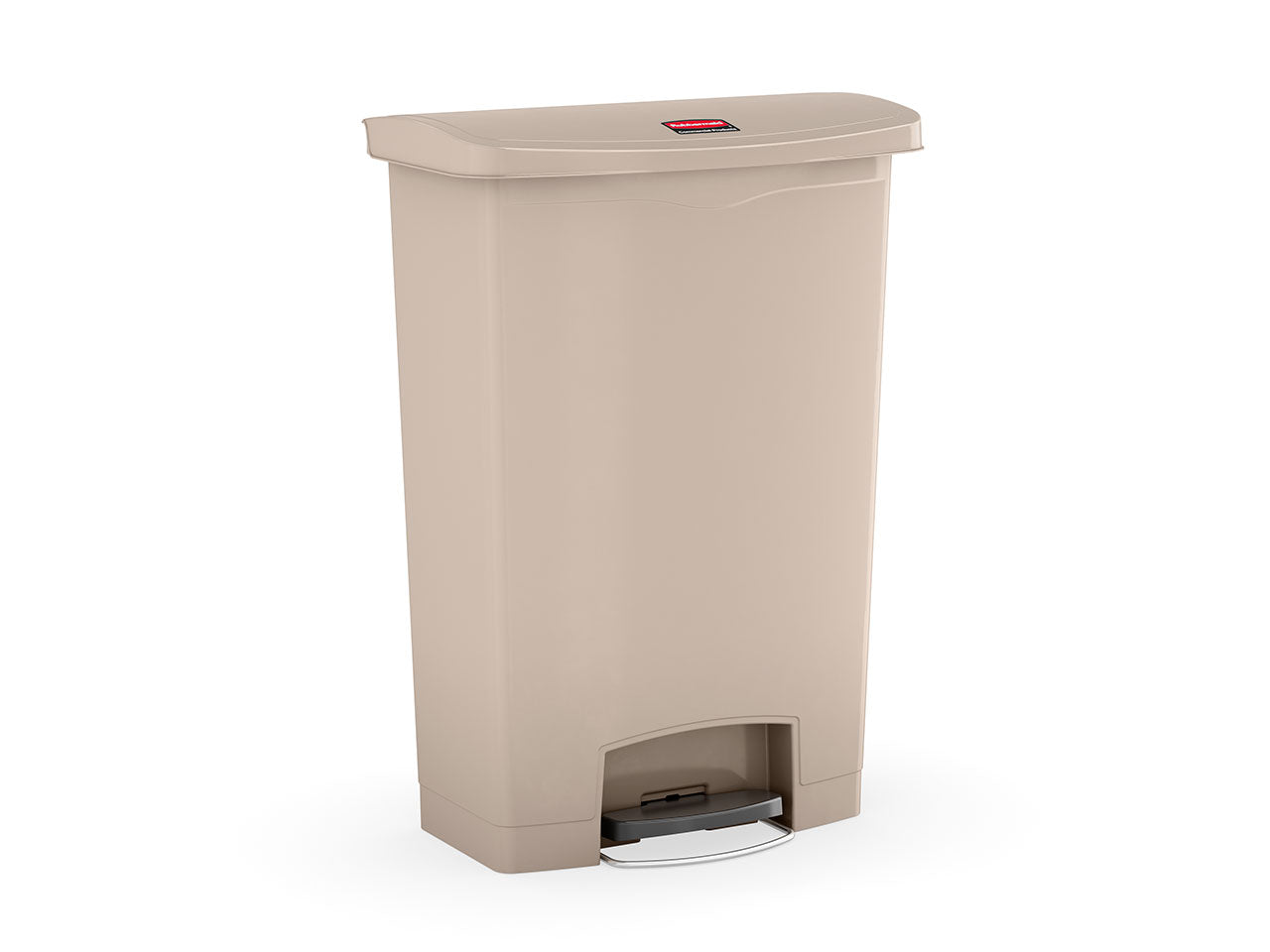 Slim Jim® Tretmülleimer – Kunststoff, 90 L, Pedal vorne (breite Seite), Beige