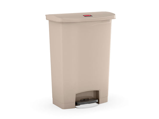 Slim Jim® Tretmülleimer – Kunststoff, 90 L, Pedal vorne (breite Seite), Beige