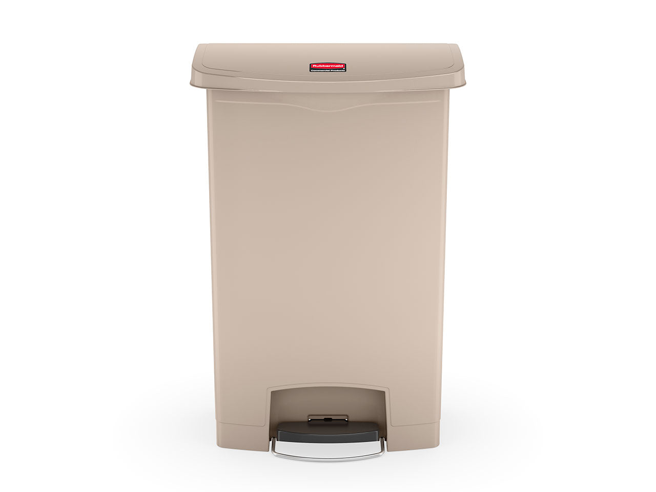 Slim Jim® Tretmülleimer – Kunststoff, 90 L, Pedal vorne (breite Seite), Beige