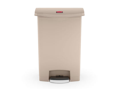 Slim Jim® Tretmülleimer – Kunststoff, 90 L, Pedal vorne (breite Seite), Beige
