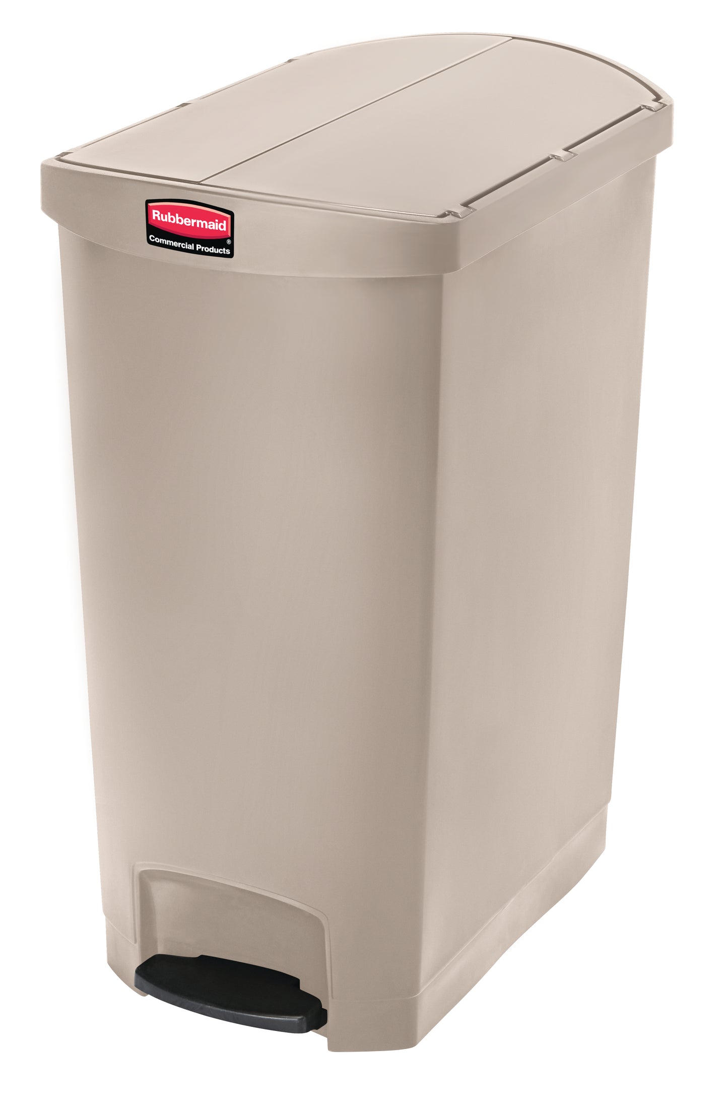 Slim Jim® Tretmülleimer – Kunststoff, 90 L, Pedal seitlich (schmale Seite), Beige
