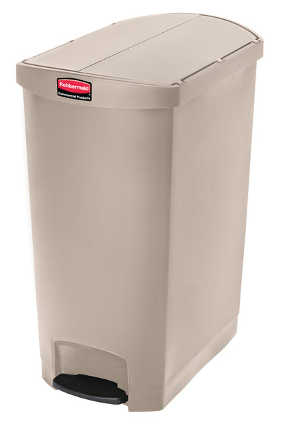 Slim Jim® Tretmülleimer – Kunststoff, 90 L, Pedal seitlich (schmale Seite), Beige