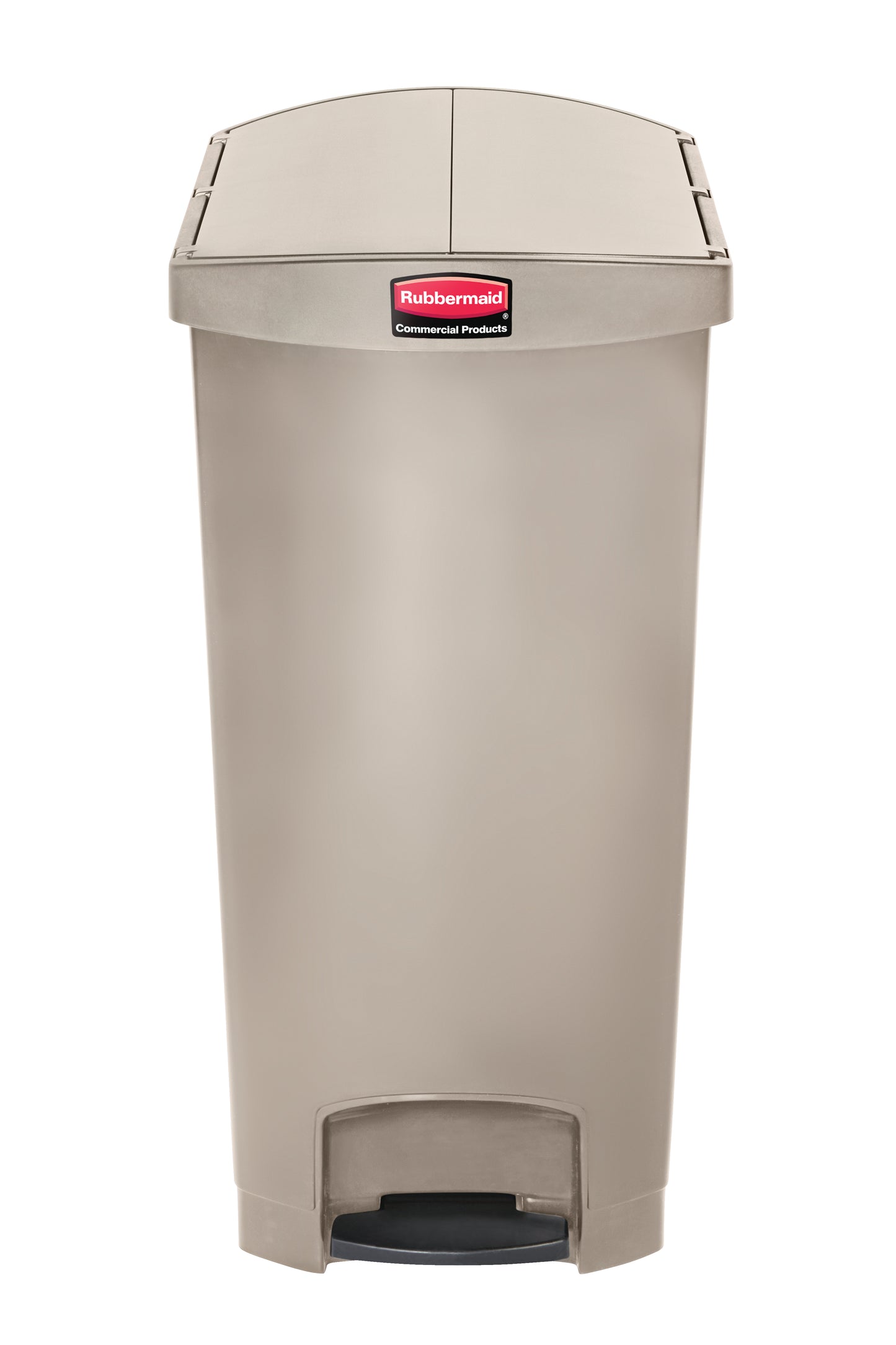 Slim Jim® Tretmülleimer – Kunststoff, 90 L, Pedal seitlich (schmale Seite), Beige