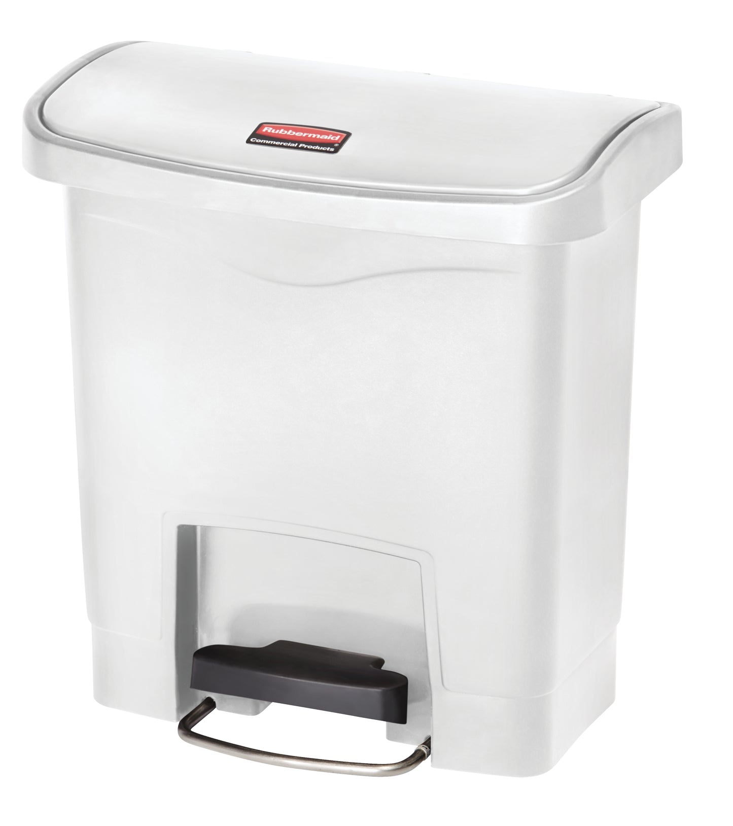 Slim Jim® Tretmülleimer – Kunststoff, 15 L, Pedal vorne (breite Seite), Weiß