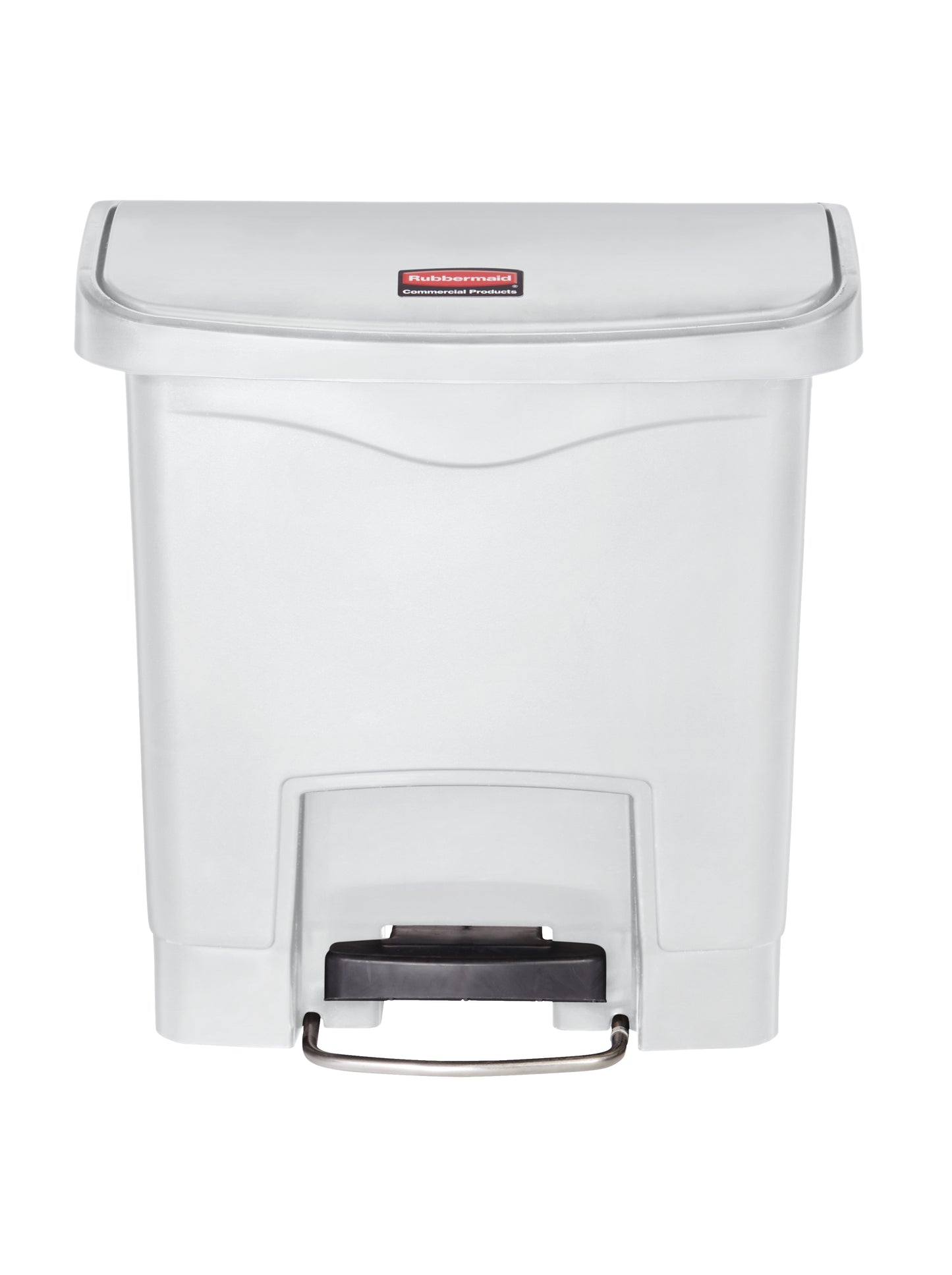 Slim Jim® Tretmülleimer – Kunststoff, 15 L, Pedal vorne (breite Seite), Weiß
