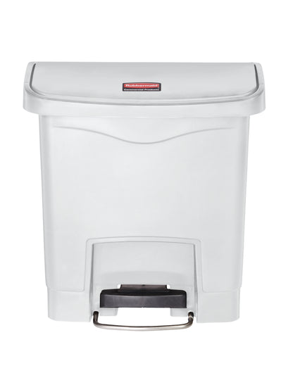 Slim Jim® Tretmülleimer – Kunststoff, 15 L, Pedal vorne (breite Seite), Weiß