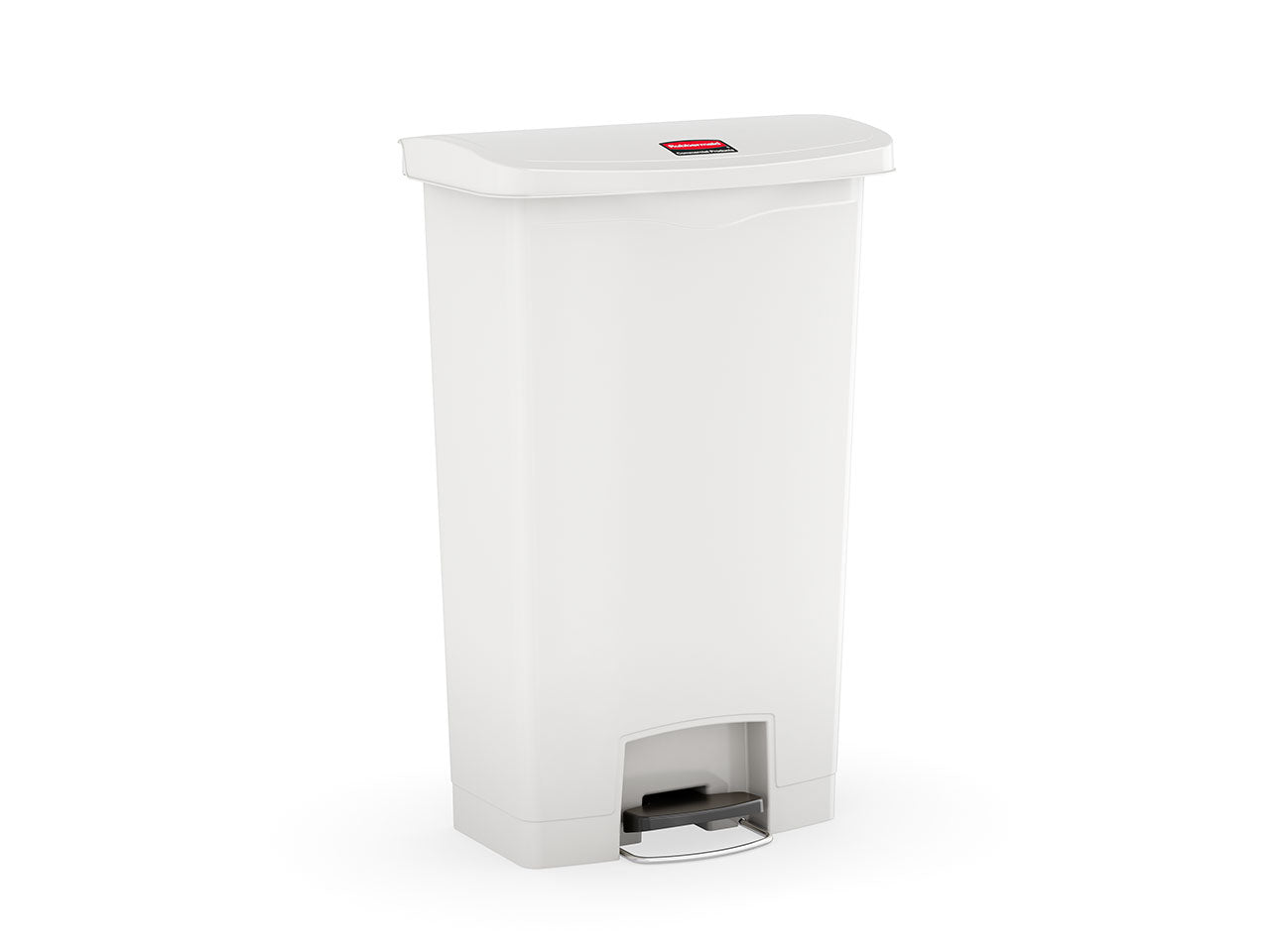 Slim Jim® Tretmülleimer – Kunststoff, 30 L, Pedal vorne (breite Seite), Weiß