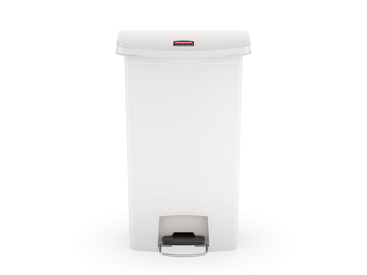 Slim Jim® Tretmülleimer – Kunststoff, 30 L, Pedal vorne (breite Seite), Weiß