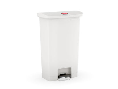 Slim Jim® Tretmülleimer – Kunststoff, 68 L, Pedal vorne (breite Seite), Weiß