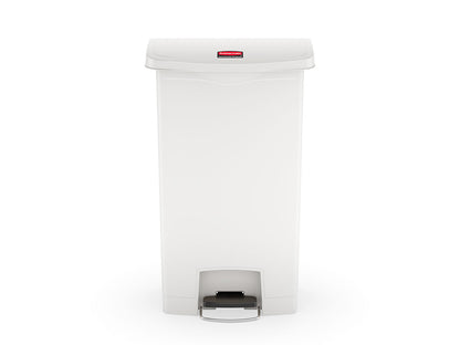 Slim Jim® Tretmülleimer – Kunststoff, 68 L, Pedal vorne (breite Seite), Weiß