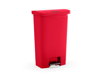 Slim Jim® Tretmülleimer – Kunststoff, 30 L, Pedal vorne (breite Seite), Rot