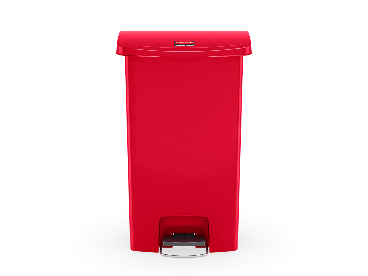 Slim Jim® Tretmülleimer – Kunststoff, 68 L, Pedal vorne (breite Seite), Rot