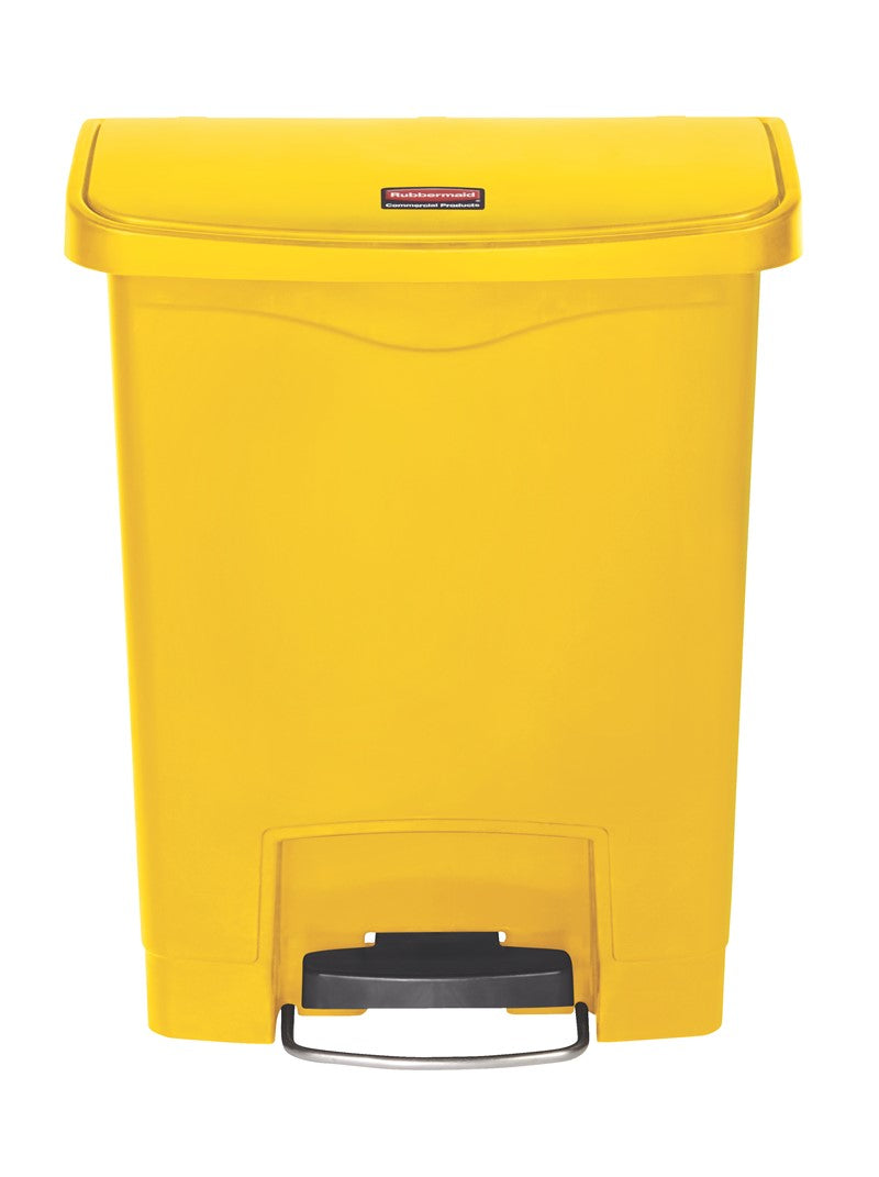 Slim Jim® Tretmülleimer – Kunststoff, 30 L, Pedal vorne (breite Seite), Gelb