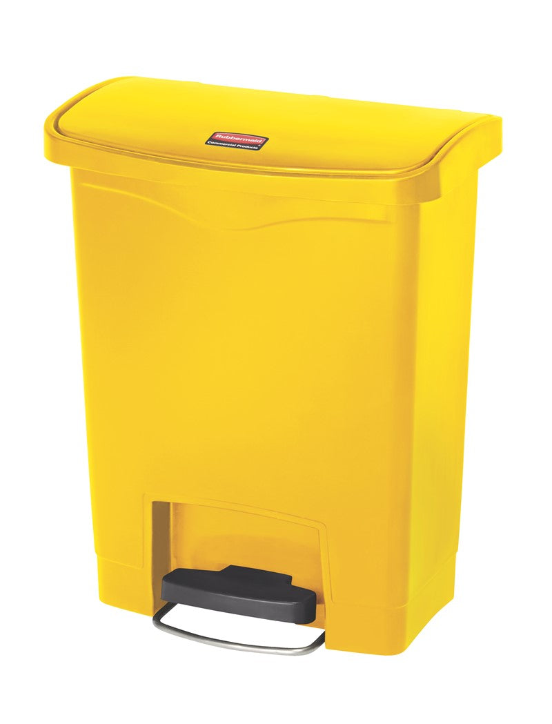 Slim Jim® Tretmülleimer – Kunststoff, 30 L, Pedal vorne (breite Seite), Gelb