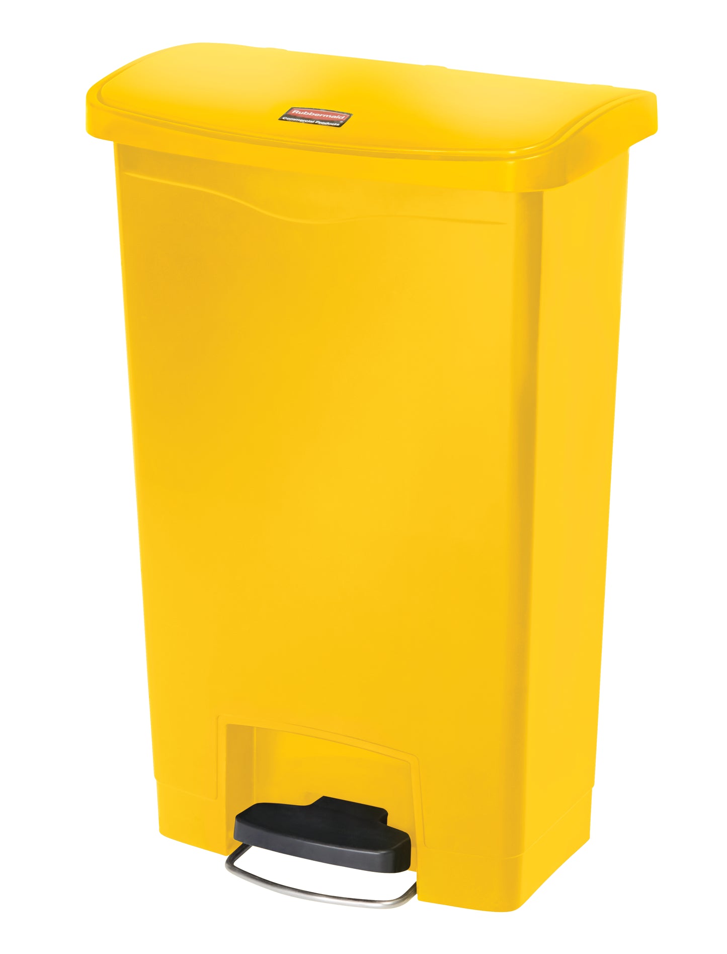 Slim Jim® Tretmülleimer – Kunststoff, 50 L, Pedal vorne (breite Seite), Gelb